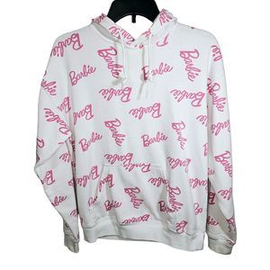 Barbie Hoodie Sweatshirt Womens Pink Signature Drawstring Hood Size Med *READ